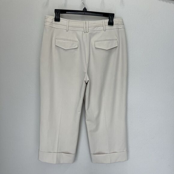 Larry Levine | Stretch Khaki Capri Pants Womens Size 10 Mid Rise Cuffed Beige - Picture 4 of 6